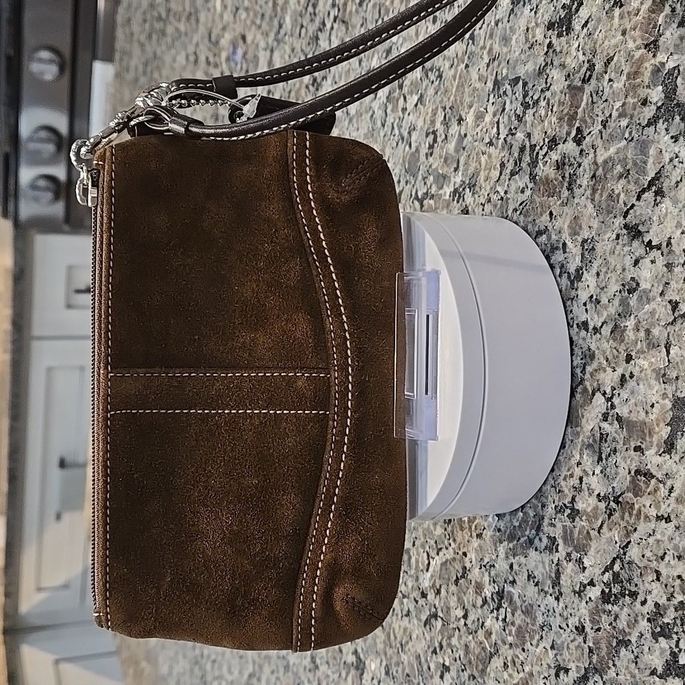 Coach Brown Suede Wristlet - Picture 6 of 8